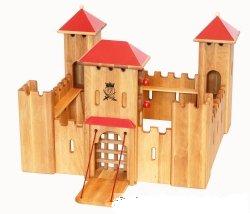 handmade wooden toy castle