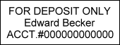 for deposit only bank stamp size 22x60mm